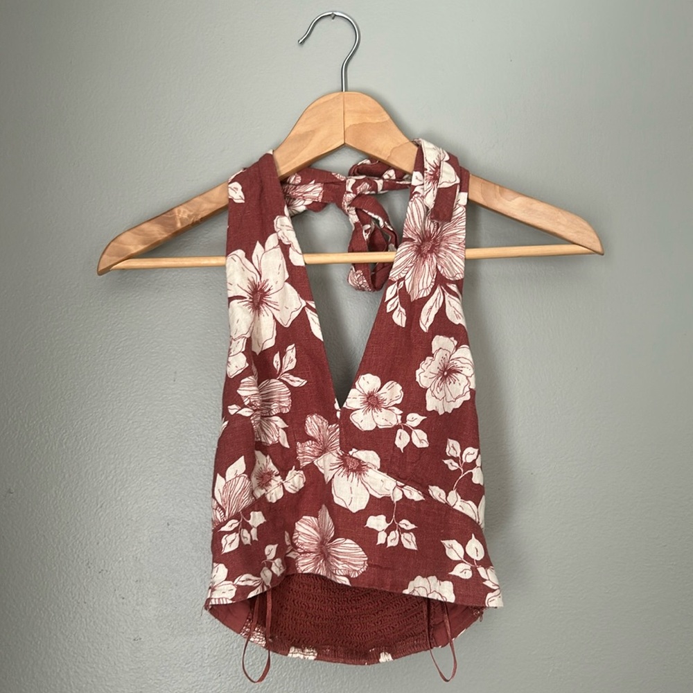 Abercrombie & Fitch Floral Tank Top - Brown and Cream